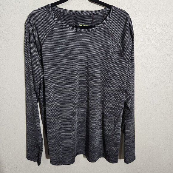 Tek Gear Womens Shirt XXL Striped Long-Sleeve Performance Black White Polyester - Picture 1 of 11